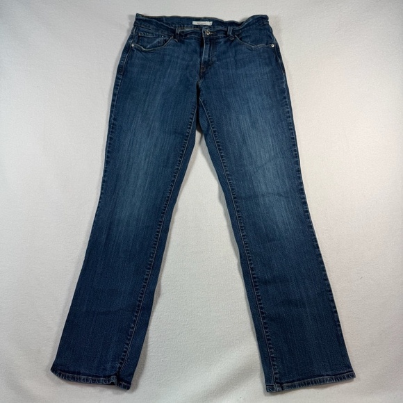 Levis Jeans Womens 30 Blue 505 Straight Mid Rise Medium Wash Stretch - Picture 1 of 13
